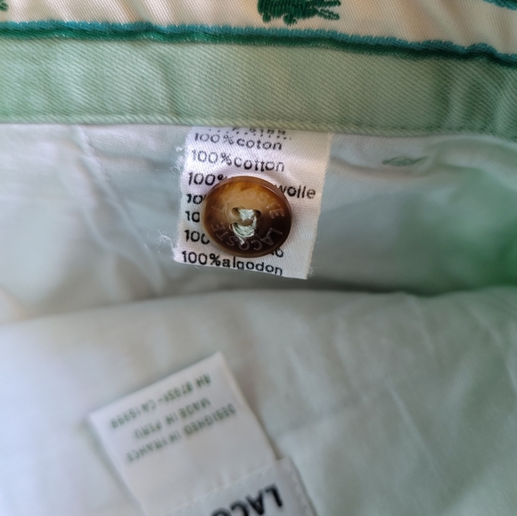 LACOSTE Men's Pastel Green Cotton Chino Pants, Size 36" - Picture 9 of 12